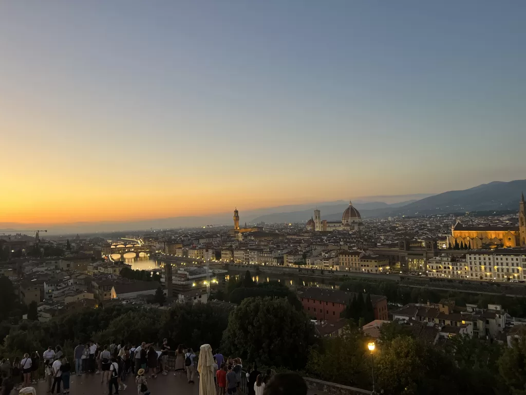 Sunset view of Florence, Italy taken from the Michelangelo Plaza