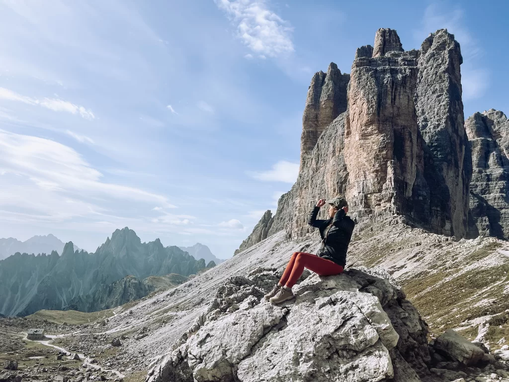 Dolomites viewpoint in front of the large rocks