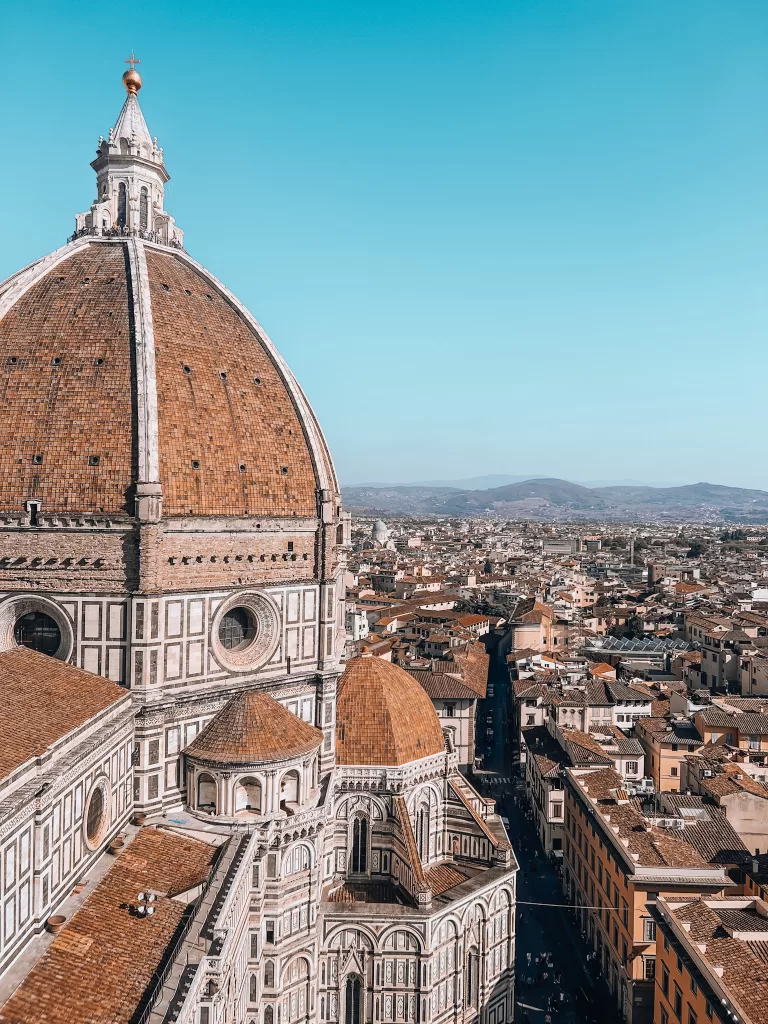 Piazza Duomo Dome with Florence in the background