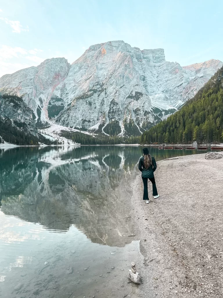 Lake in Dolomites Lagos di Brais