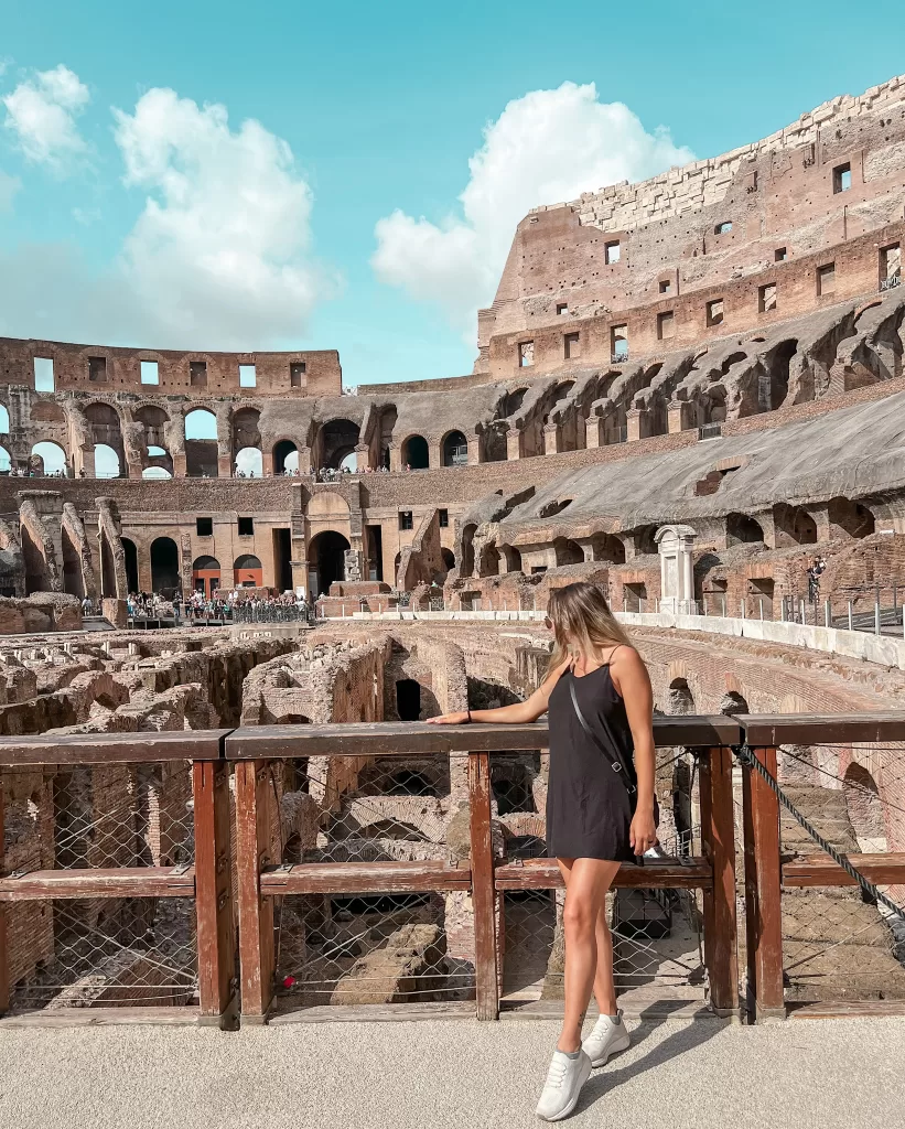 Standing on the arena floor overlooking the underground tunnels. 