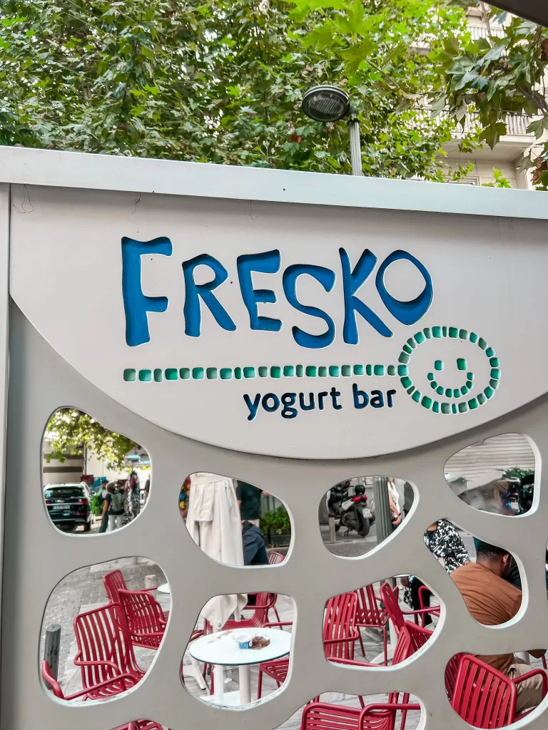 Sign for Fresko Yogurt Bar