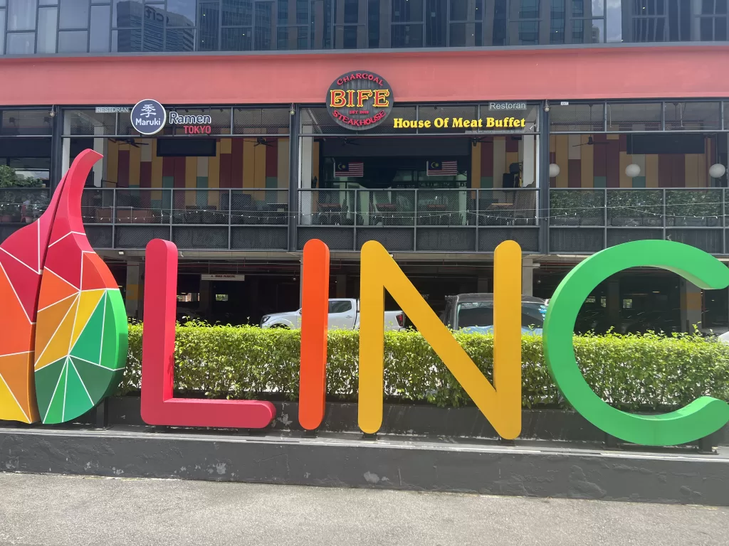 Colorful LINC shopping center sign