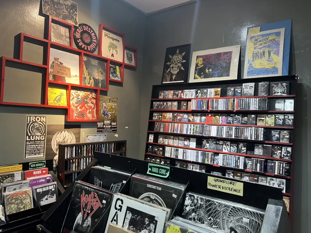 inside of a record shop